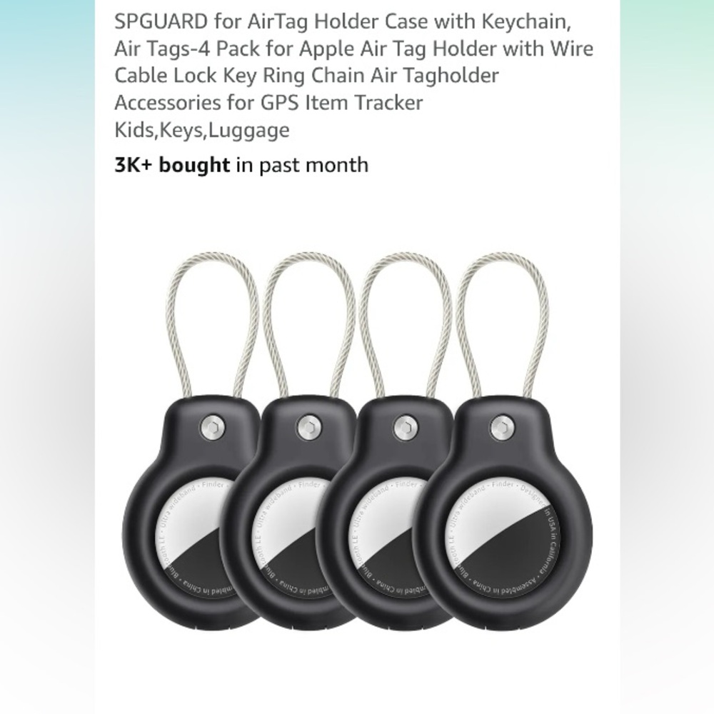 Black Secure Holder for AirTag 4 pack